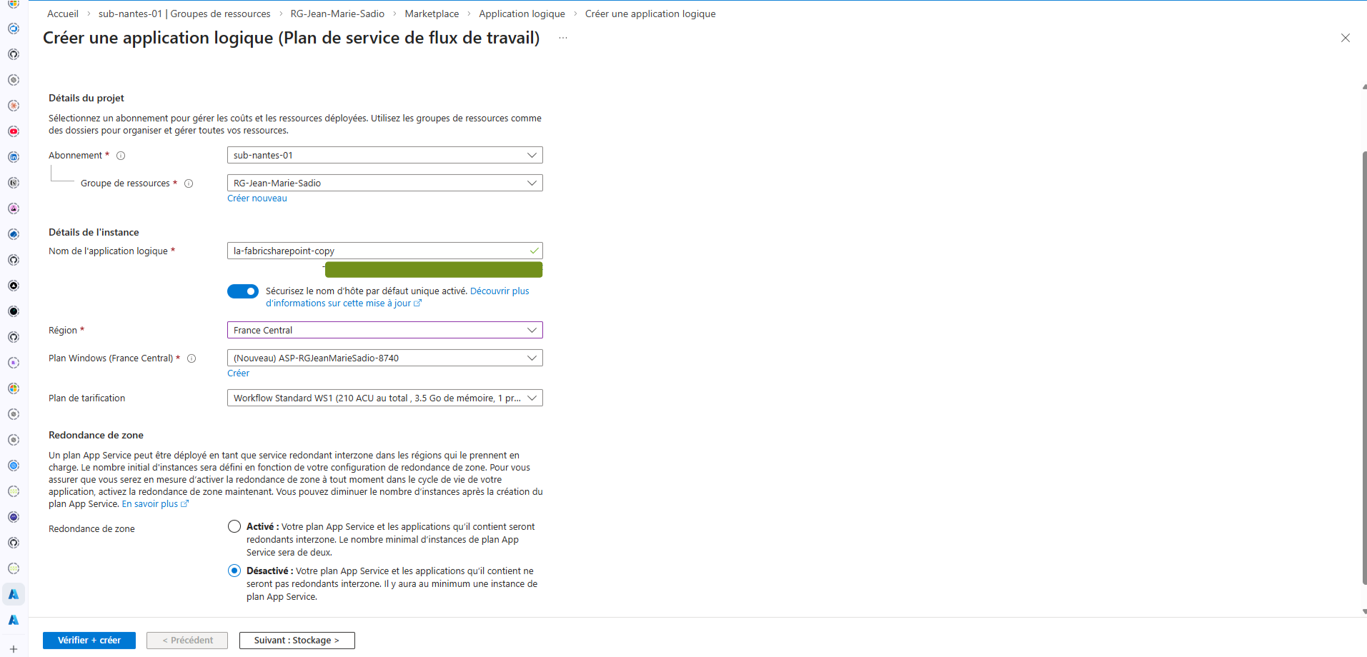 Création Logic App dans Azure