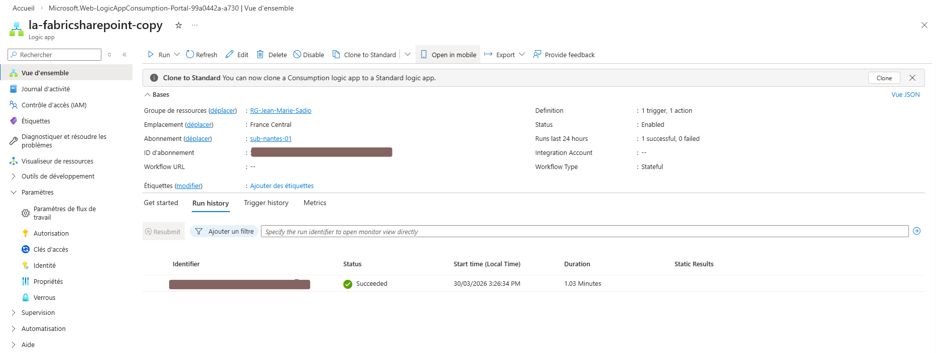 Logic App run succeeded